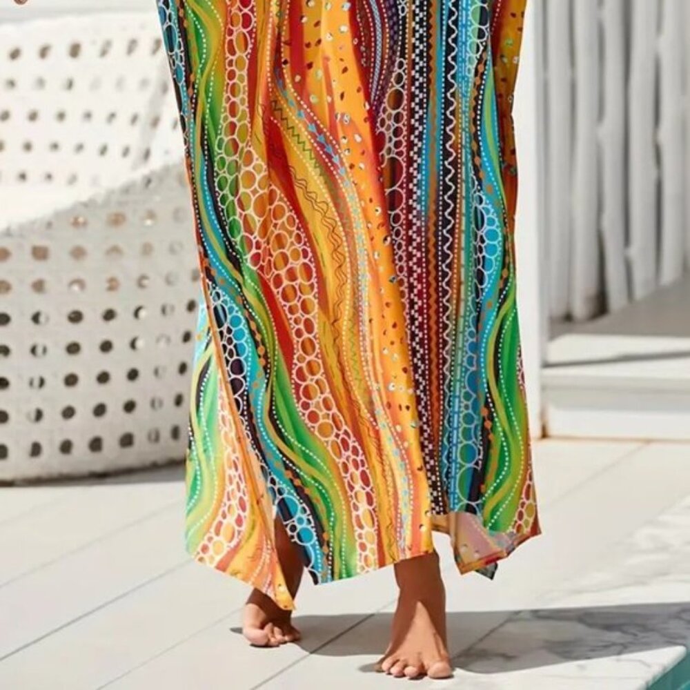 Kaftan Dress Wavy Sunset Waterfall Cover Up NEW ๐งก LAST 1 ๐ - Picture 7 of 10